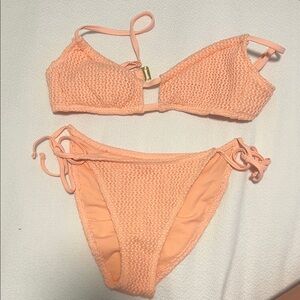 Peach Knit Bikini Set